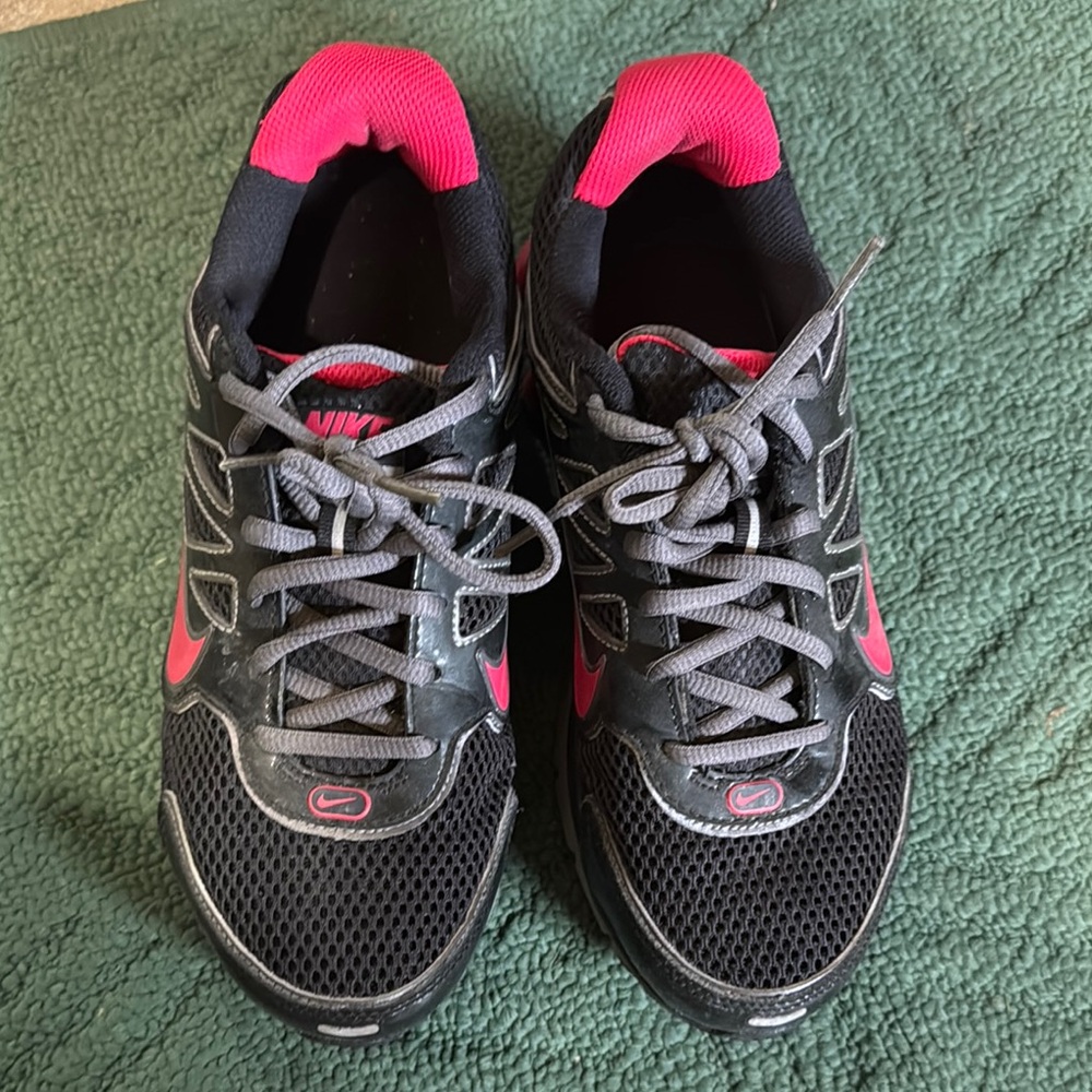Nike Black and Pink Athletic Shoes with Mesh Upper